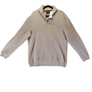 Tasso Elba Sweater Mens Large Mocha Brown French Rib Shawl Collar *NWT*